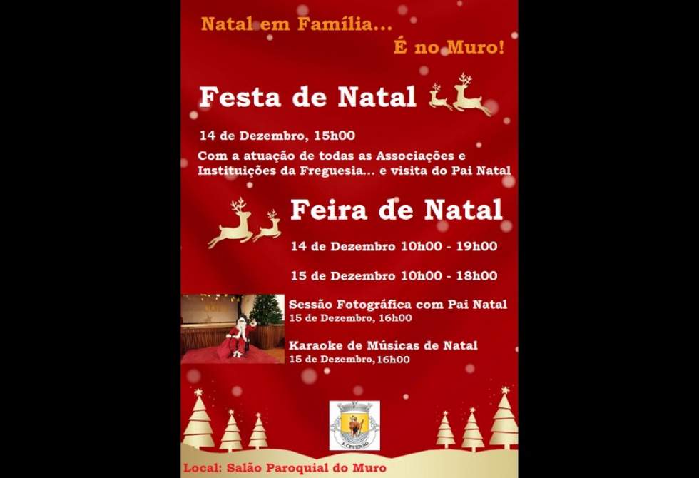 MURO FAZ FESTA/FEIRA DE NATAL A 14 E 15 DE DEZEMBRO