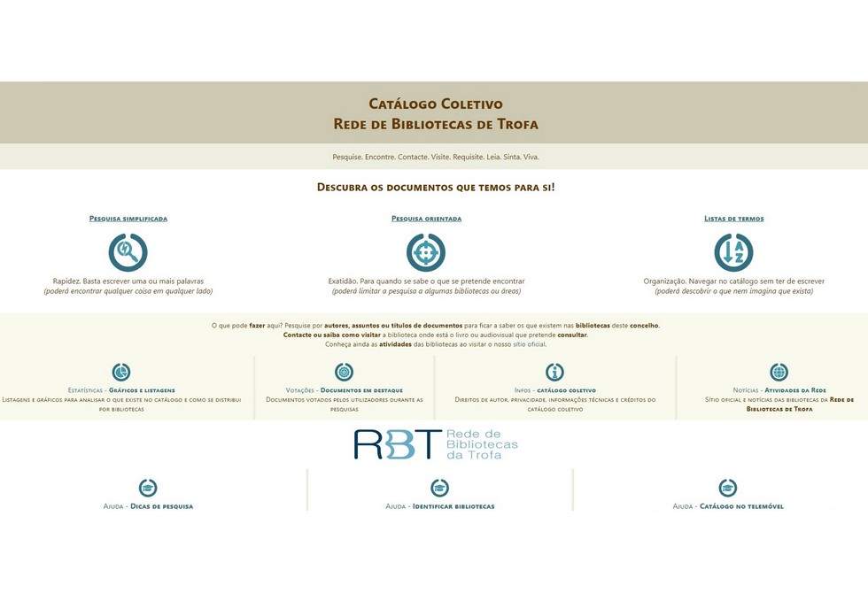 REDE DE BIBLIOTECAS DA TROFA COM CATÁLOGO DE PUBLICAÇÕES ONLINE