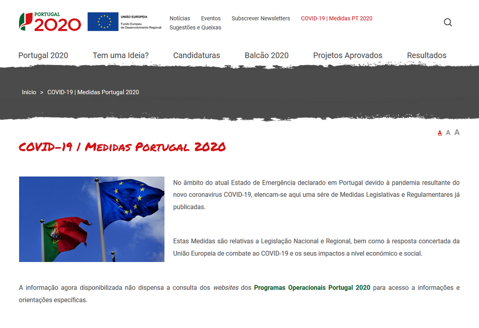 NOVO ESPAÇO INFORMATIVO ONLINE SOBRE O PORTUGAL 2020