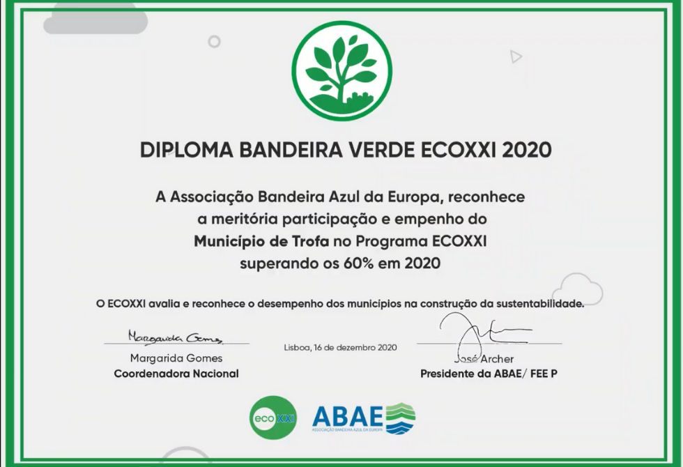 TROFA RECEBE PRIMEIRA BANDEIRA VERDE DO GALARDÃO ECO XXI
