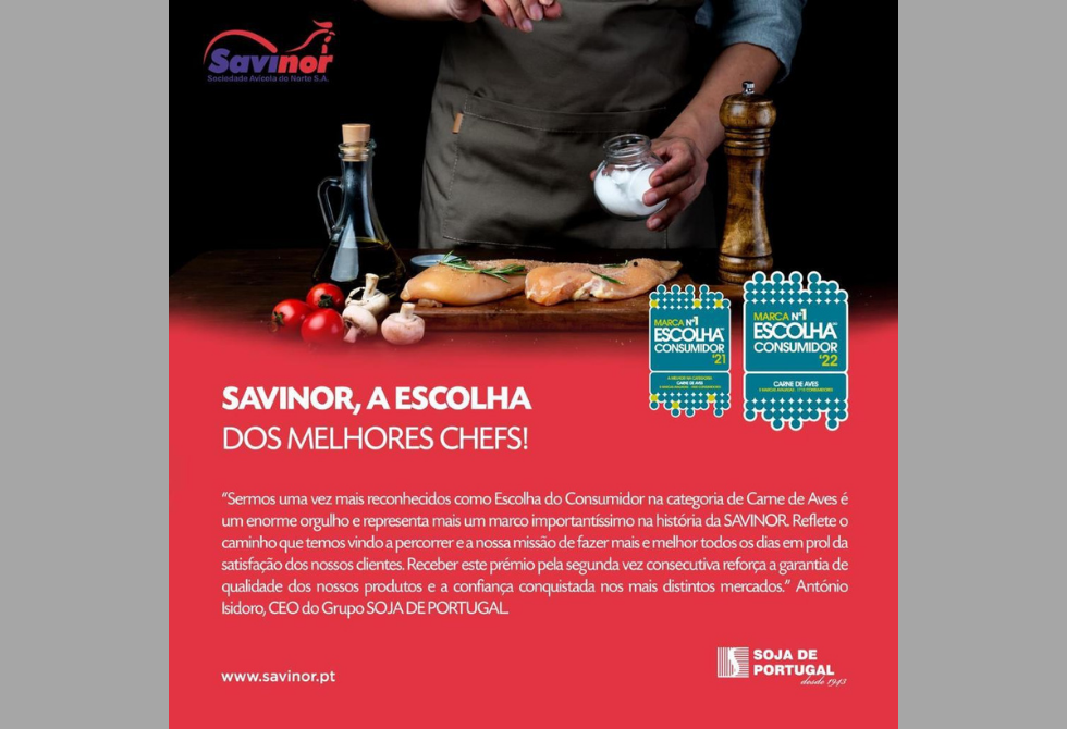 SAVINOR VOLTA A SER RECONHECIDA COMO “MARCA Nº1 ESCOLHA DO CONSUMIDOR”