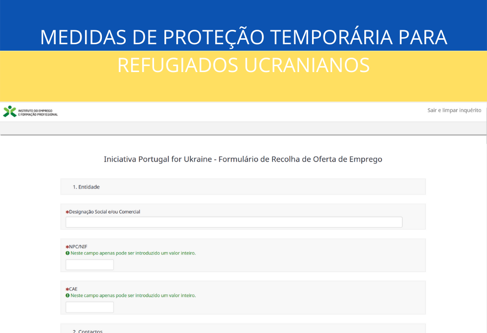 INSTITUTO DE EMPREGO E FORMAÇÃO PROFISSIONAL COM MEDIDAS DE PROTEÇÃO TEMPORÁRIA PARA REFUGIADOS UCRANIANOS